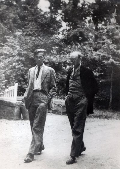 Andre Gide and Marc Schlumberger at Pontigny for one of the annual Decades de Pontigny, c.1930 by French Photographer